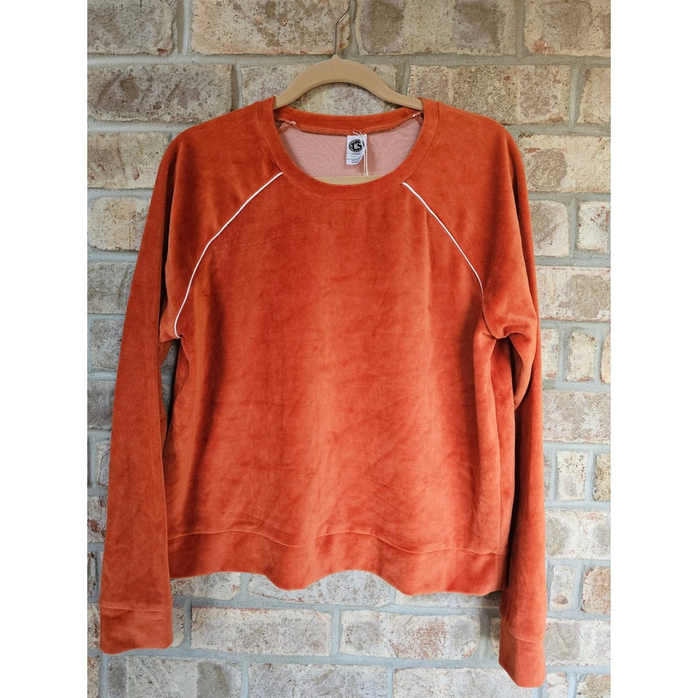 US‎ Blanks Penelope's Orange Velour Crewneck Sweatshirt XL Crop Sweater Top NEW